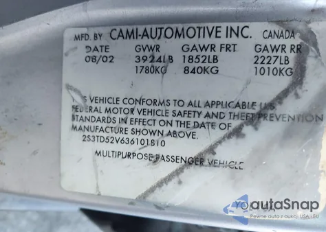 2003 Suzuki Vitara from USA, damaged, VIN 2S3TD52V636101810